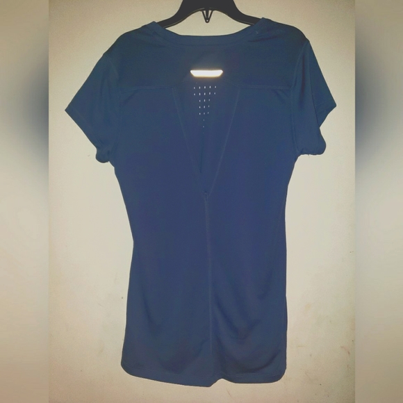 C9 Champion DuoDry Top Shirt Athletic Short Sleeve Cutout Back L Women Blue - Picture 2 of 8